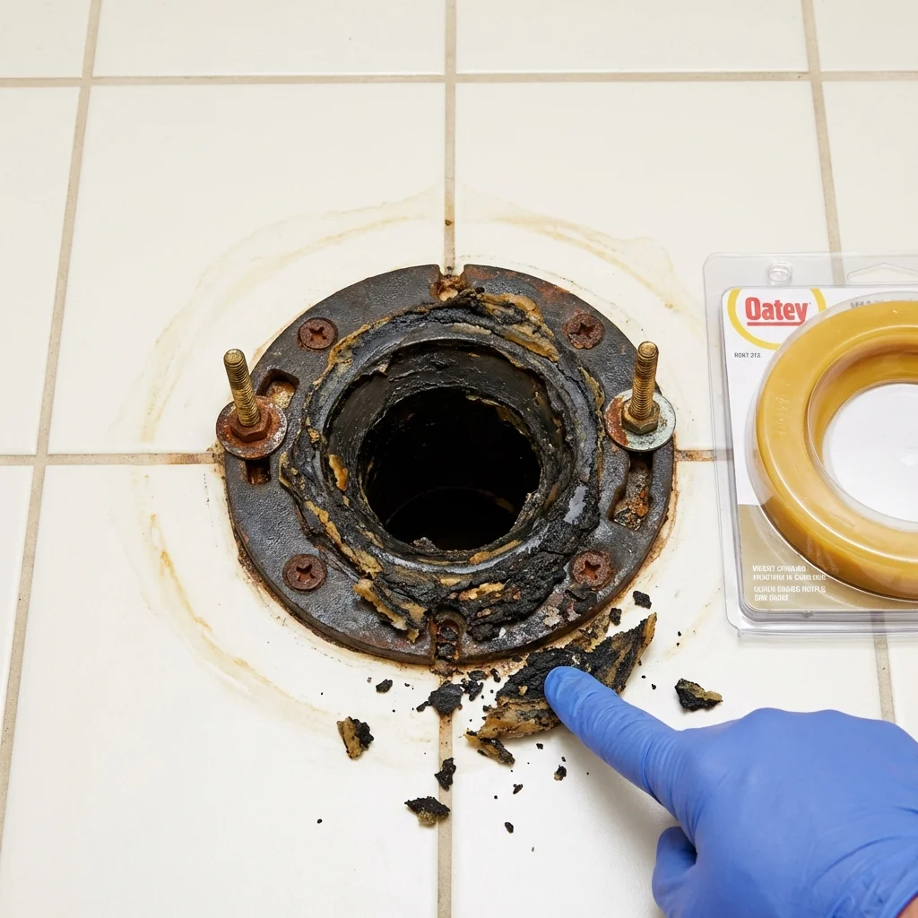 Failed wax ring showing water seepage at the base of a toilet in a Horn Lake, MS home