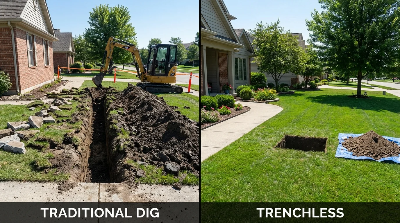 Trenchless sewer repair with minimal yard damage versus traditional excavation in Horn Lake, MS